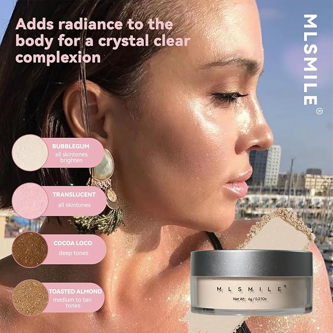 AKARY Dark Brown Translucent Setting Powder, Shimmer Finishing