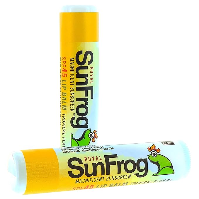 Royal SunFrog | 2-Pack Tropical Lip Balm with SPF 45 Sun Protection | Protects, Soothes, and Moisturizes with Vitamin E and Sunscreen (0.15oz/4.25g Per Stick)