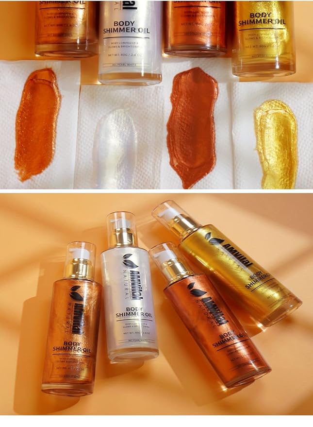 Shimmer Body Oil Rose Gold, Illuminator Highlighter for Body