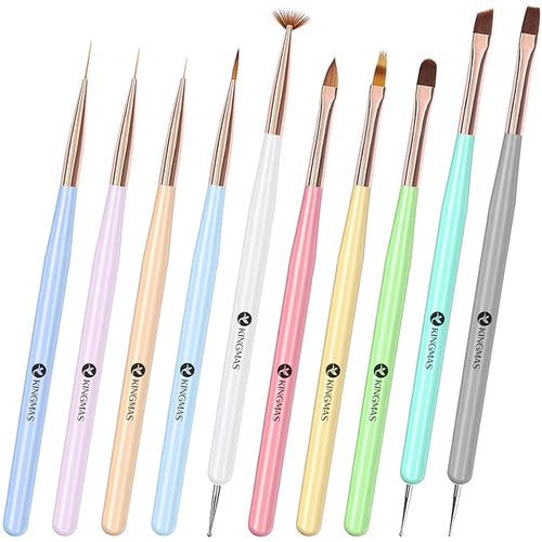 KINGMAS Nail Art Brushes, 10Pcs
