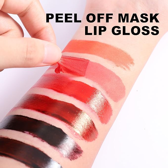 Wonder Blading Lip Stain Peel Off Masque, 6 Colors Tattoo Peel Off Mask, Matte Finish Peel Off Lip Stain, Waterproof & Transfer Proof Nude Lip Tint, Lip Tatoo Peel Lip Tint, 01# Orange Red