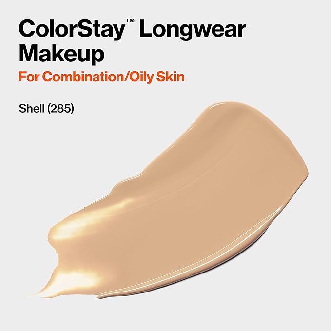 Revlon Liquid Foundation, ColorStay Face Makeup for Combination Shell (285), 1.0 oz