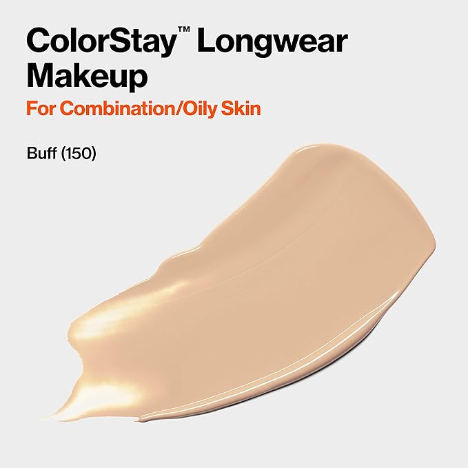 Revlon Liquid Foundation, ColorStay Face Makeup for Combination Buff (150), 1.0 Oz