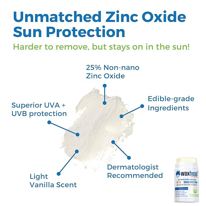 Waxhead Coral Reef Safe Sunscreen Stick - Zinc Oxide Sunscreen, Tattoo Sunscreen Stick Mineral Sunscreen Face Sunscreen Stick, Baby Sunscreen Stick, Sunblock Stick, Biodegradable Sunscreen