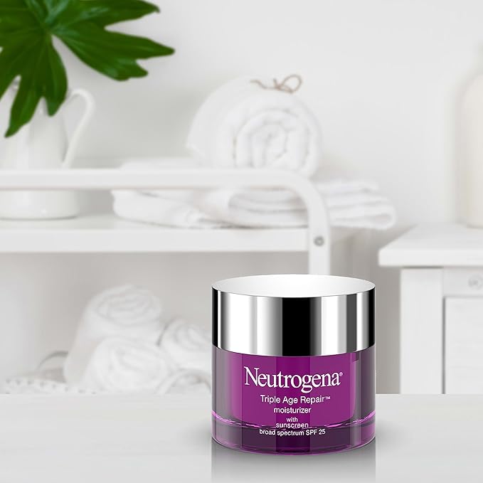 Neutrogena Triple Age Repair Anti-Aging Night Cream Facial Moisturizer, Tone-Evening Dark Spot Remover & Firming Anti-Wrinkle Nighttime Face & Neck Cream, Vitamin C & Glycerin, 1.7 oz