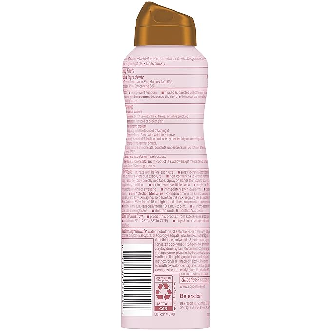 Coppertone Glow with Shimmer Sunscreen Spray, Water Resistant, Broad Spectrum SPF 30, 5 Oz Spray