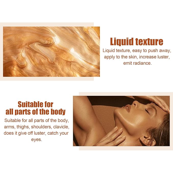 Shimmer Body Oil, Summer Body Glitter Moisturizing Light Shiny Gold)