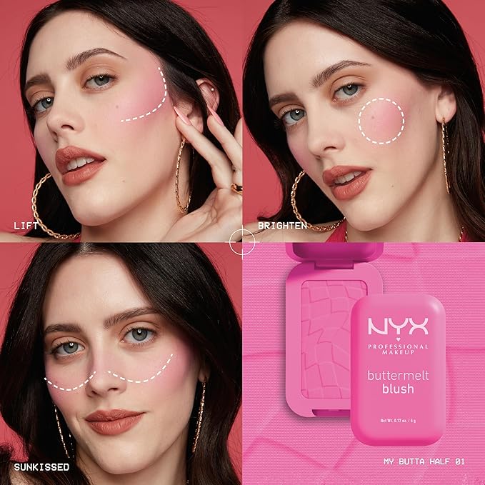 NYX PROFESSIONAL MAKEUP Buttermelt Powder Blush, Fade and With Time