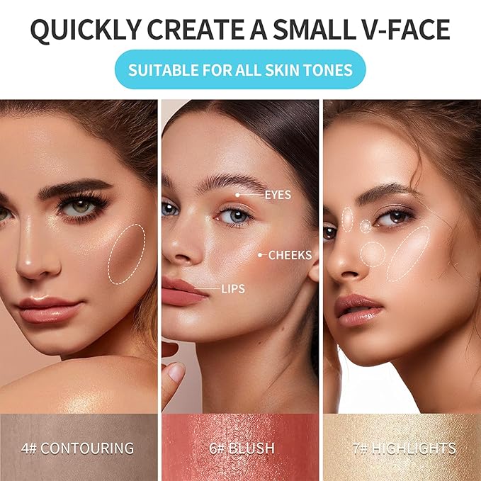 3 Pcs Contour Highlighter Stick Cream Blush for Set(Send brushes)