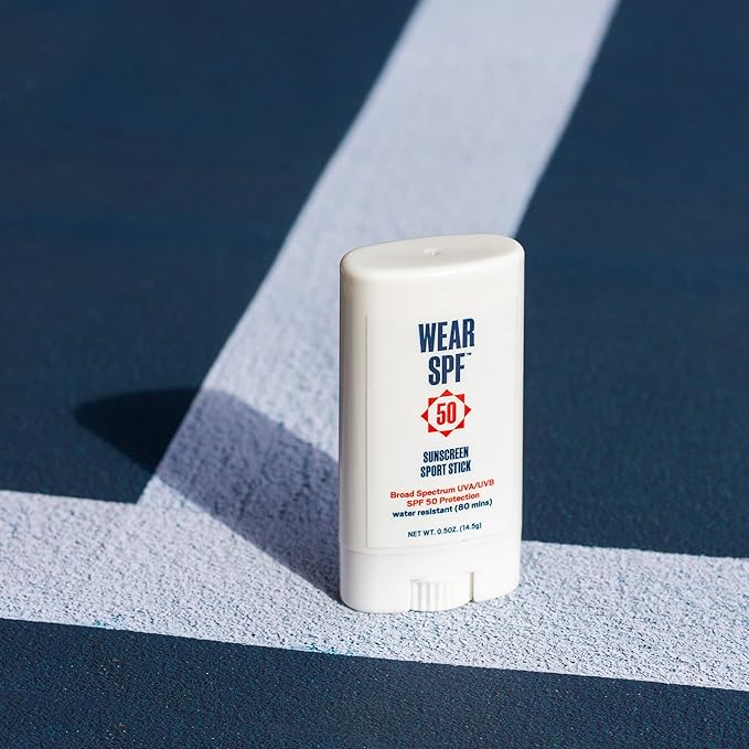 50 Sunscreen Sport Stick with Broad Spectrum SPF 50 UVA/UVB Protection, Sweat- & Water-Resistant Portable Hands-Free Stick for Face & Body, 3-pack