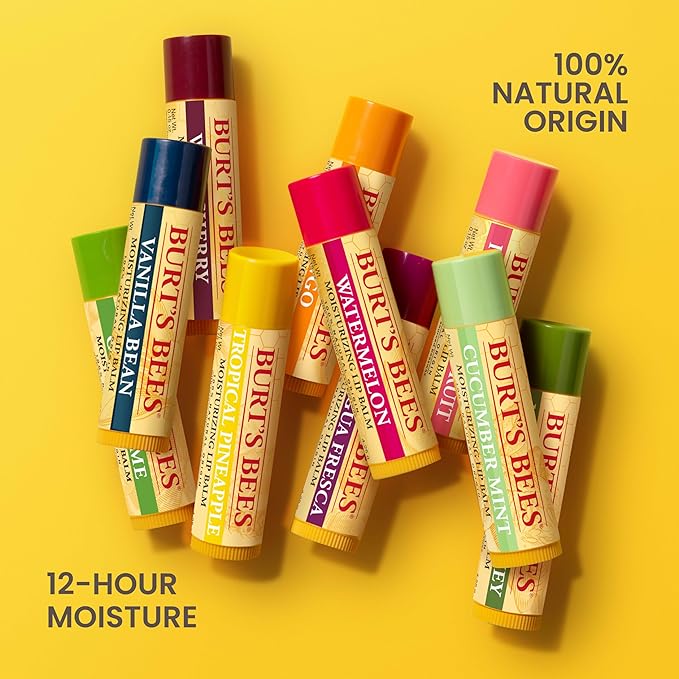 Burt's Bees Lip Balm - Watermelon, Lip Moisturizer With Responsibly Sourced Beeswax, Tint-Free, Natural Origin Conditioning Treatment, 2 Tubes, 0.15 oz.