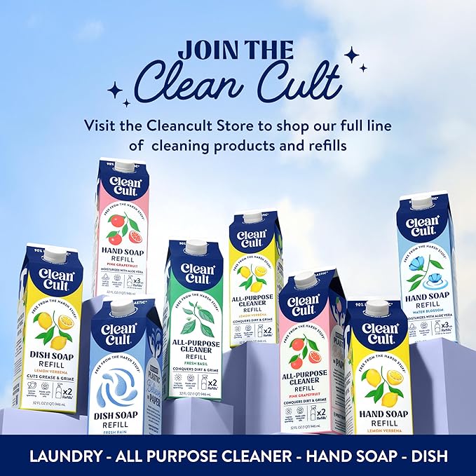 Cleancult Liquid Hand Soap Refills - Moisturizes Dry & Sensitive Skin - Made with Aloe Vera & Lavender Essential Oils - Wild Lavender - Eco Friendly - Paper-Based Packaging - 32 oz/2 Pack
