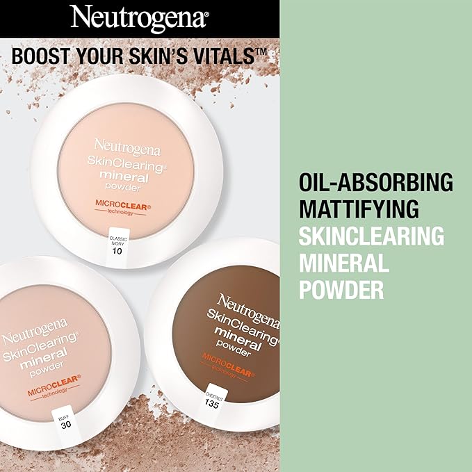 Neutrogena SkinClearing Mineral Acne-Concealing Pressed Powder Compact, Shine-Free 38 oz