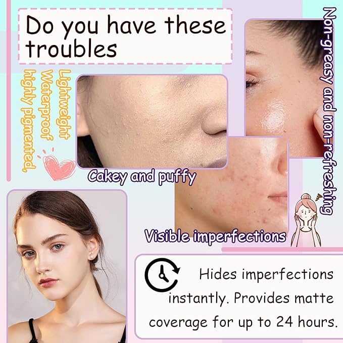 Air Cushion CC Cream Mushroom Head Foundation,Waterproof Long Makeup Sponge(4PCS)
