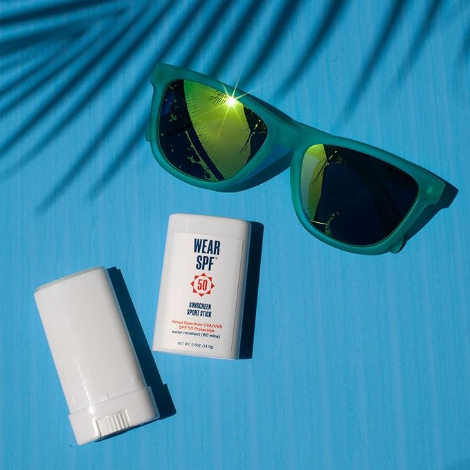 50 Sunscreen Sport Stick with Broad Spectrum SPF 50 UVA/UVB Protection, Sweat- & Water-Resistant Portable Hands-Free Stick for Face & Body, 3-pack