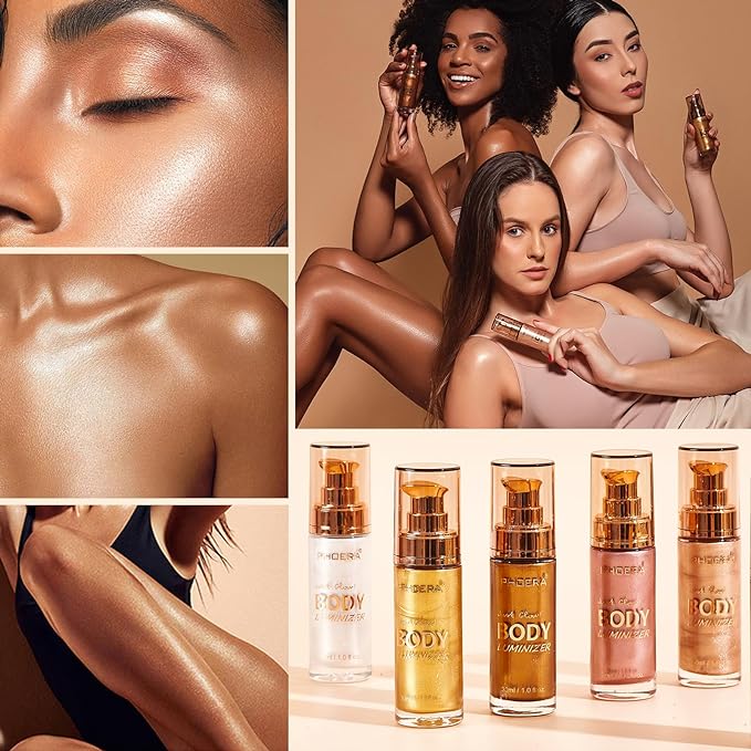 PHOERA Body Luminizer Highlighter, Waterproof Moisturizing and Glow