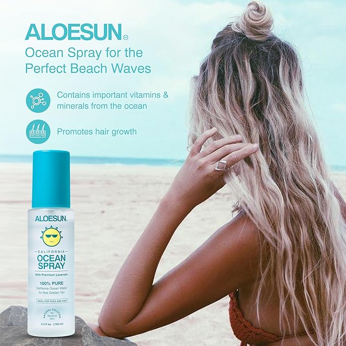 Ocean Spray | Pure California Sea Salt Water Face Mist Infused with Organic Lavender Essential Oil for Tanning | Hair and Scalp Exfoliating Solution | Acne Treatment | Travel Size 3.4 Fl Oz