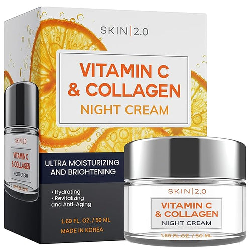 Korean Vitamin C & Collagen Face Moisturizer - Dermatologist Tested, Tightening- Anti-Aging, Clean Beauty, Cruelty-Free Skincare - All Skin Types - 1.69 oz