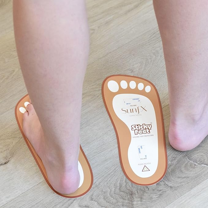 SunFX Disposable Sticky Feet Protectors (25-PAIRS) Spray Tan Feet Protector Pads for Sunless Airbrush Tanning