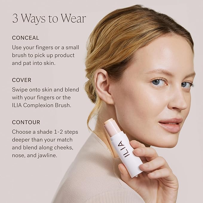 ILIA - Skin Rewind Complexion Stick - Foundation + Concealer + Skincare | Non-Toxic, Vegan, Cruelty-Free, Clean Makeup (14W - Maple, 0.35 oz | 10 g)
