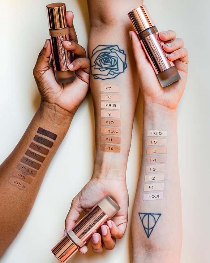 Revolution Beauty, Conceal & Define Foundation, Full Coverage, Tones, . 0.8 Fl.Oz