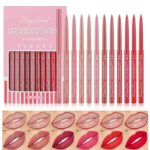 12 Colors Lip Liner Combo, Matte Lipstick Lip