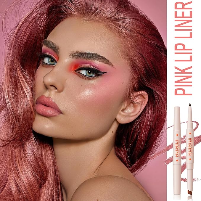 Dark Red Lip Liner Pencil Lipstick Lip Crayon Set, 2-In-1 Matte Velvet Lip Liner Smudge-Proof Waterproof Long Lasting Creamy Lipstick Smooth Lipliner High Pigmented Lip Colors For Women (#04)
