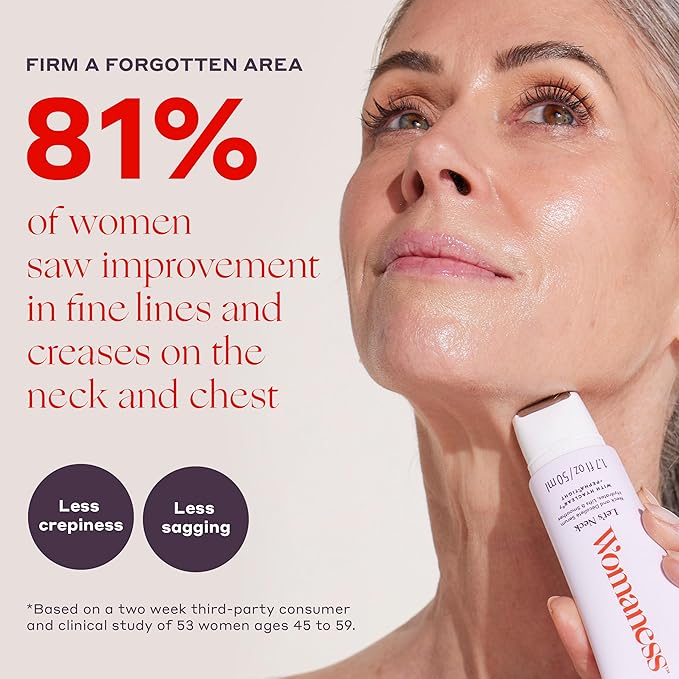 Womaness Let's Neck Firming Serum - Roll On Neck Creams for Tightening and Firming - Daily Crepey Skin Treatment to Smooth Neck Wrinkles & Sagging Skin - Hydrate, Tighten and Lift (50ml)
