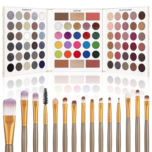 UCANBE Eyeshadow Palette with 15 Brushes Makeup Sets, Pigmented