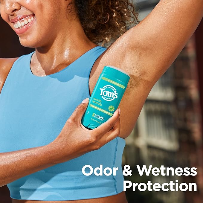 Tom's of Maine North Woods Aluminum Free Natural Deodorant For Women & Men | Goes on Clear | Odor & Wetness Protection | Naturally Derived and Moisture-Locking Ingredients | 3.25 oz (2 Pack)