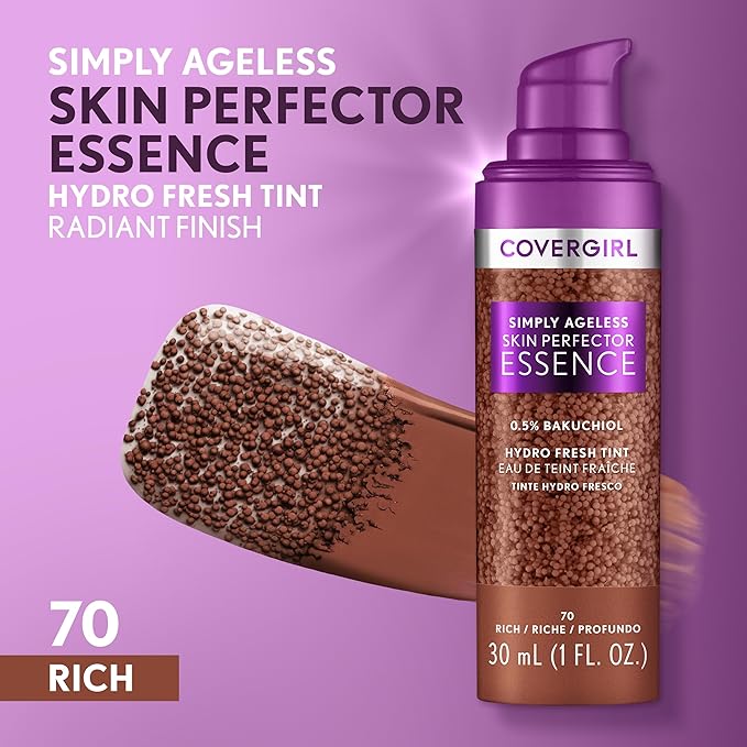 Covergirl Simply Ageless Skin Perfector Essence Foundation, 70 Vegan Formula, 1.0oz