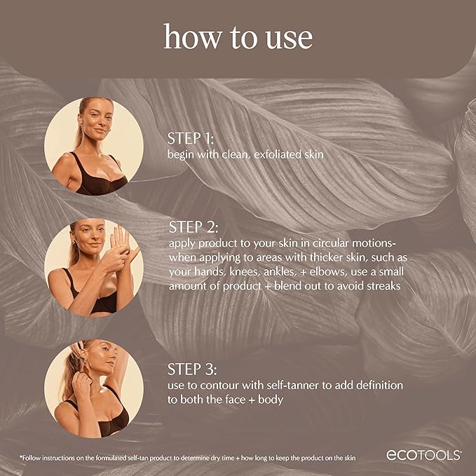 EcoTools Good Tan Body + Face Self-Tan Blending Brush, Kabuki Brush For Applying Self Tanner, Sunless Tanner Blending Brush, Eco Friendly Self Tanning Brush, Vegan, & Cruelty Free, 1 Count