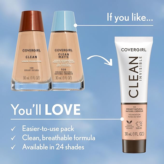COVERGIRL Clean Matte Liquid Foundation, Perfect Beige 548, Pack of 1