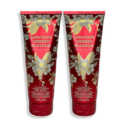 Bath and Body Works Japanese Cherry Blossom Body Cream Ultimate Hydration Gift Set For Women 2 Pack 8 Oz. (Japanese Cherry Blossom)