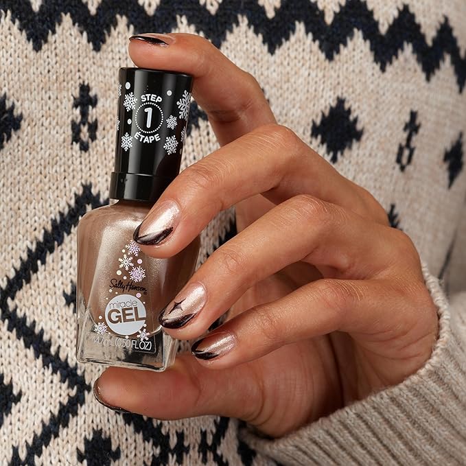 Sally Hansen Miracle Gel, Hot Cocoa Cuddles, Long Lasting, Gel-Like Formula, No UV Lamp Needed, Opaque, Shimmery Brown Nail Polish