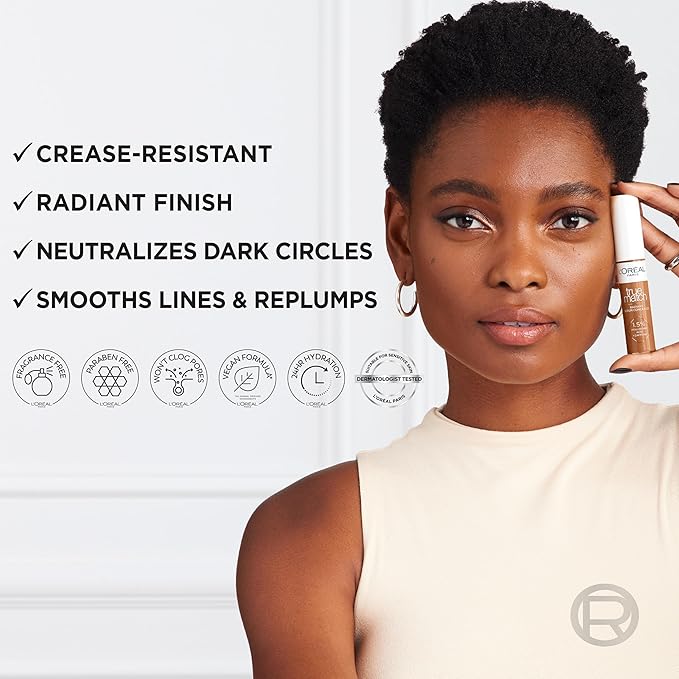 L’Oréal Paris True Match Radiant Serum Concealer, Brightening Caffeine, W4, 0.33 Oz