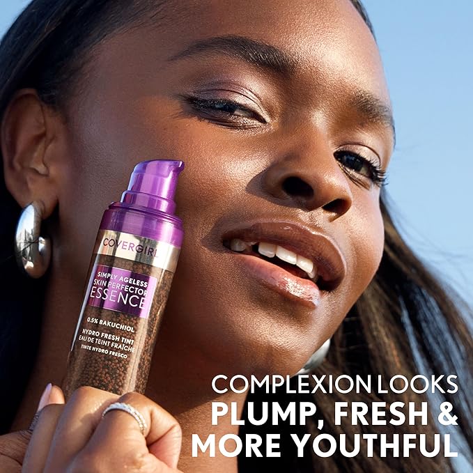 Covergirl Simply Ageless Skin Perfector Essence Foundation, 70 Rich, Tinted Skin Perfector, Skincare Makeup Hybrid, Sheer Tint, Radiant Finish, Skin-Like Finish, Vegan Formula, 1.0oz