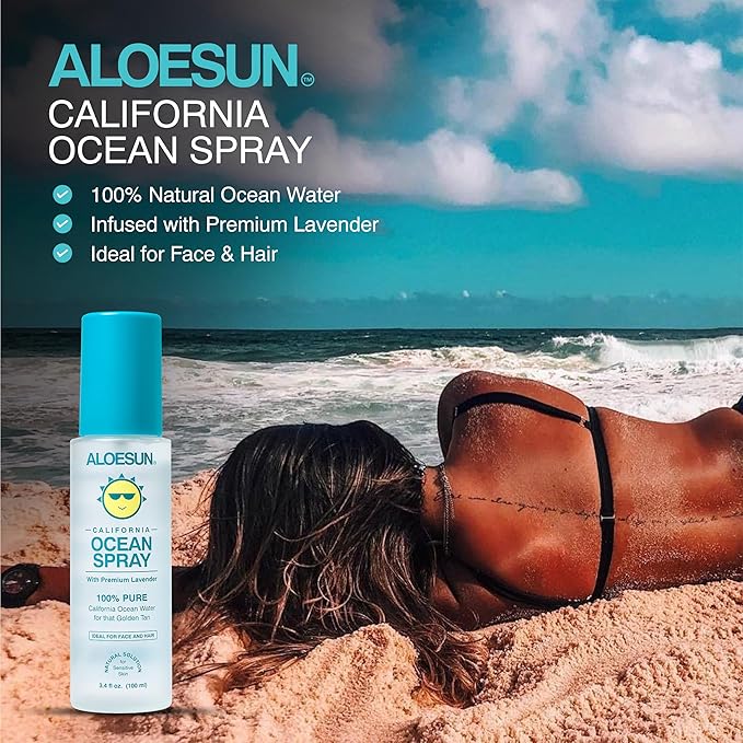 Ocean Spray | Pure California Sea Salt Water Face Mist Infused with Organic Lavender Essential Oil for Tanning | Hair and Scalp Exfoliating Solution | Acne Treatment | Travel Size 3.4 Fl Oz