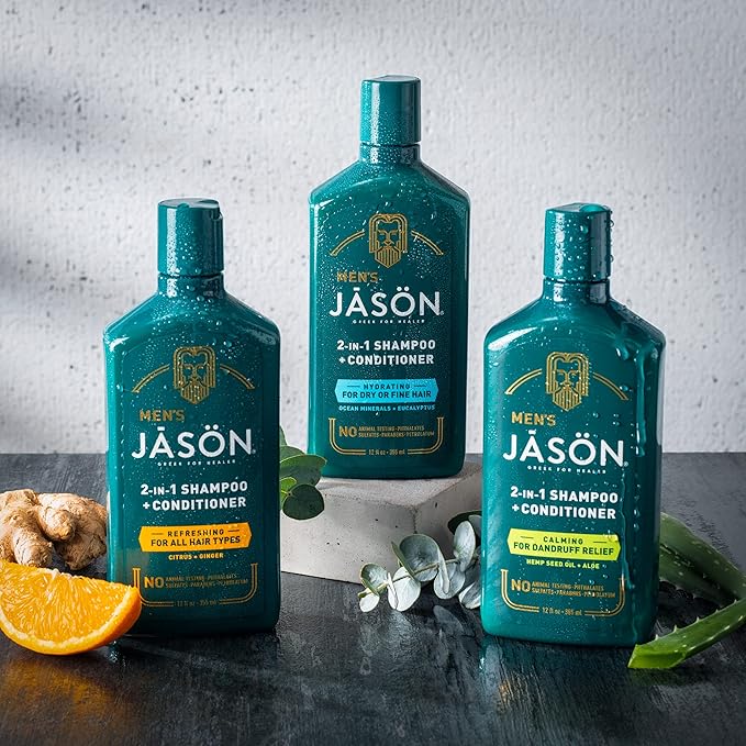 Jason Men's Refreshing 2-in-1 Shampoo and Conditioner, 12 oz