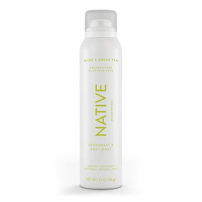 Native Deodorant & Body Spray Contains Naturally Derived Ingredients | Deodorant for Women and Men, All Day Odor Protection, Aluminum and Hydrocarbon Propellant Free | Aloe & Green Tea