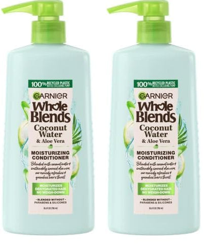 Garnier Whole Blends Coconut Water & Aloe Vera Refreshing Conditioner for Normal Hair, 26.6 Fl Oz, 1 Count (Packaging May Vary) (Pack of 2)