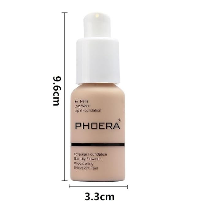 PHOERA Foundation, Long-Lasting Waterproof Oil Full Coverage Flawless Foundation.(1pcs-112# Toffee)