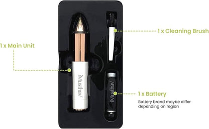 Mini Portable Painless Eyebrow Remover Trimmer for Women, Eyebrow Razor Epilator Pen,18K Gold-Plated Hypoallergenic Precision Pencil-tip. 360° LED Light for Instant and Painless Hair Remover.