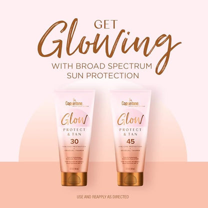 Coppertone Glow Protect and Tan Sunscreen Lotion + Gradual Self Tanner, SPF 30 Sunscreen, 5 Fl Oz Tube