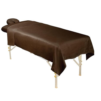 ForPro Professional Collection Premium Microfiber 3-Piece Massage Sheet Set, Chocolate, Ultra-Light, Stain, and Wrinkle Resistant, Includes Flat, Fitted Sheet and Massage Face Rest Cover