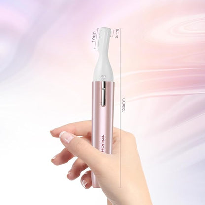 TOUCHBeauty Eyebrow Hair Trimmer for Women, Painless Precision Eyebrow Shaper, Pen-Shaped Hair Remover Razor for Face Chin Neck, Upper-Lip, Peach-Fuzz Mini Sized Battery-Operated Rose Color 1658A