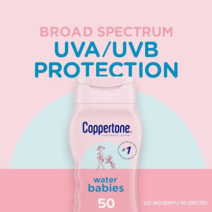 Coppertone WaterBabies SPF 50 Baby Sunscreen Lotion, Water Resistant Sunscreen for Babies, 8 Fl Oz