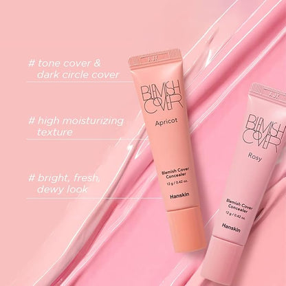 Hanskin Rosy Blemish Cover, Full Coverage Color Correcting 12g