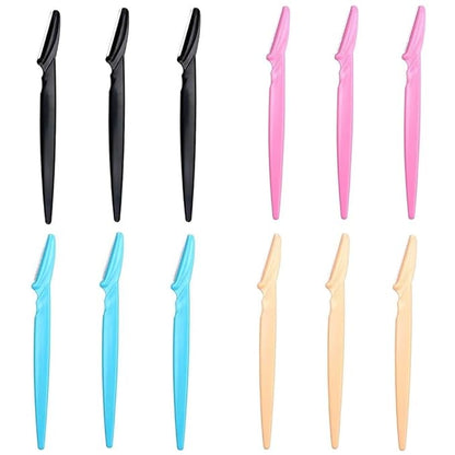 Eyebrow Razor for Women, iDeep 12 Pcs Eyebrow Razor with Safety Cover 4 Color Facial Hair Removal Shavers Dermaplane Razor for Women Eyebrow Knife for Trimming and Shaping Eyebrows