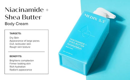 MEDIX Fragrance Free Niacinamide Face Moisturizer + Shea Butter Cream For Face & Body Lotion | Anti Aging Skin Care Firming Cream For Wrinkles, Dark Spots, Large Pores, 15 Fl Oz, 2-Pack